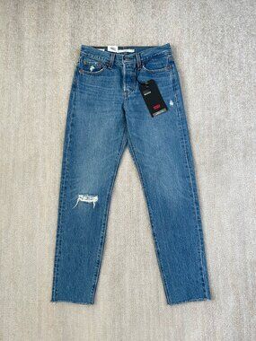 NWT Levi’s Premium Wedgie High Rise Button Fly Distressed Blue Jeans 25
